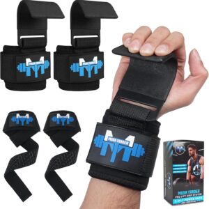 2-in-1 Heavy-Duty Weightlifting Hooks & Supportive Wrist Straps